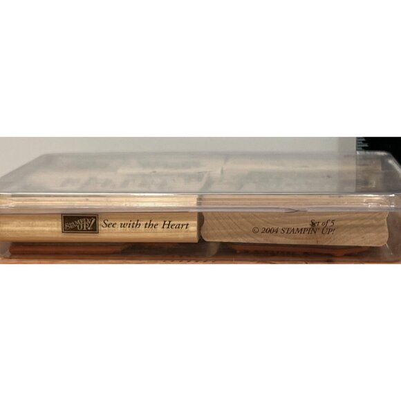 2004 STAMPIN' UP! 104889 SEE WITH THE HEART Wood Mounted Rubber Stamp set of 5 - Picture 5 of 6